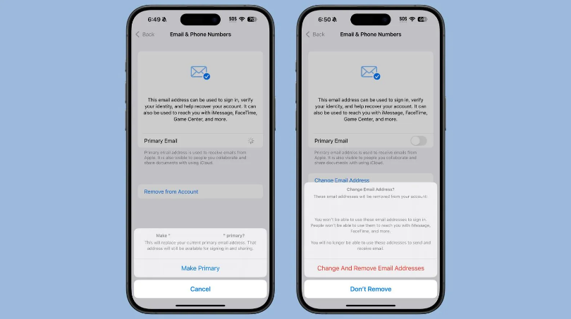 金塔苹果手机维修分享苹果 iOS 18.1 支持设置“主要”邮箱地址并更改 iCloud 邮箱 
